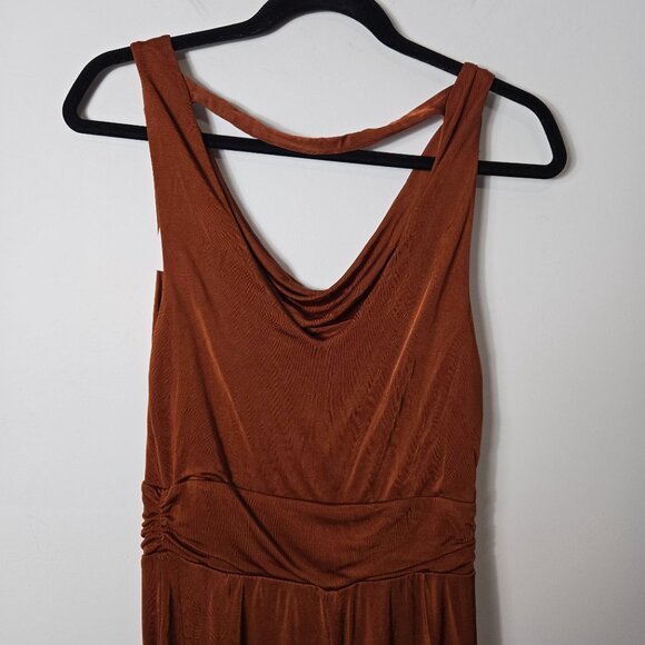 Anthropologie Maeve SizeS  Enchantment Copper Wide Leg Jumpsuit Sleeveless FLAW - Picture 7 of 14